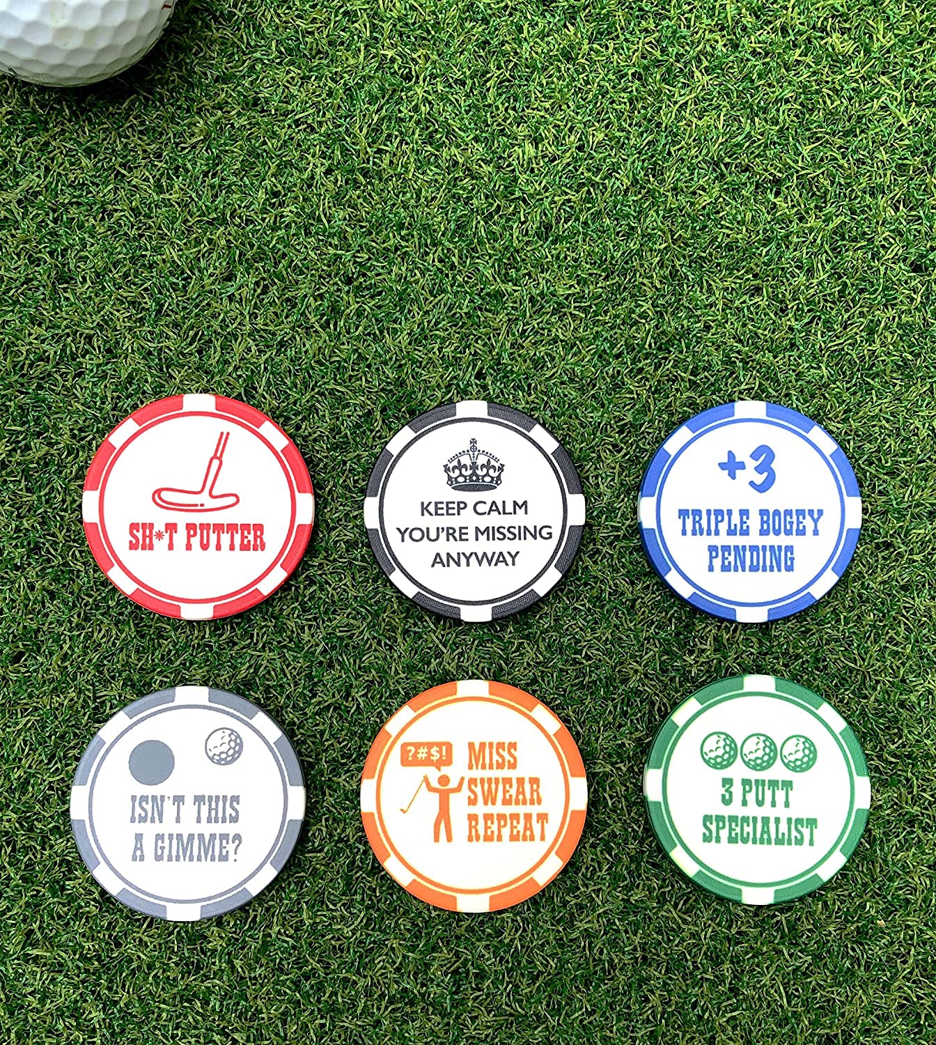 Horrible Balls Funny Golf Ball Marker Set Poker Chip Edition - Great Novelty Golf Gift for A Bad Putter