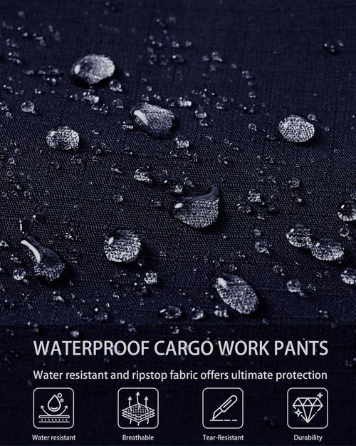 CNBQDD Men's Cargo Pants Durable Ripstop Work Pants with 7 Pockets Water Resistant Outdoor Hiking Construction Pants Dark Blue 34Wx32L