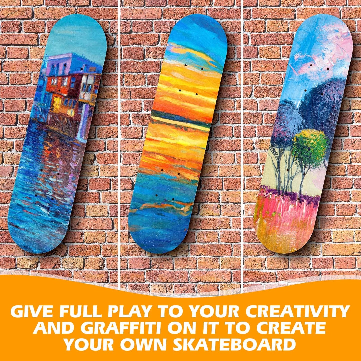 Meooeck 24 Pcs Blank Skateboard Decks Bulk 24 x 6 Inch Professional Maple Deck 7 Ply Double Tail Wooden Skate Deck Natural Plain Skateboard for Kids Art Painting Replacement Home Decoration