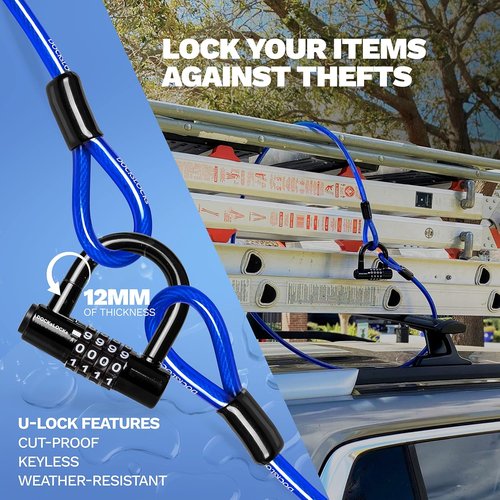 DocksLocks Security Cable Lock Set - Weatherproof Keyless U-Lock with Combination | 5ft to 25ft Length