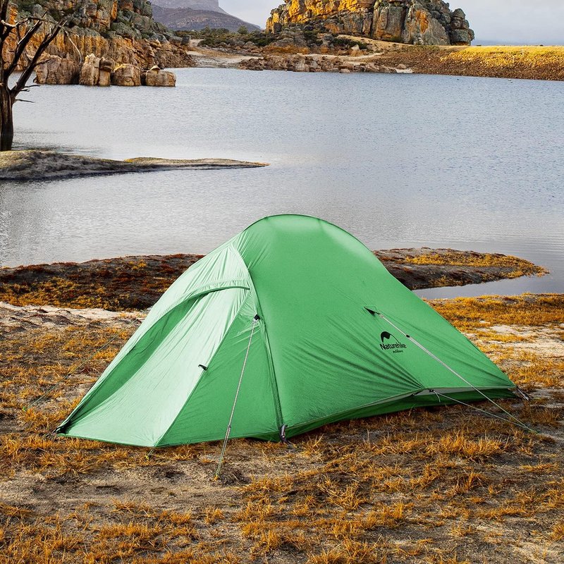 Naturehike Cloud Up Free Standing 2 Person Backpacking Tent Ultralight Nylon Double Layer Camping Tents for Two Person (210T Polyester Light Green, 2 Person)