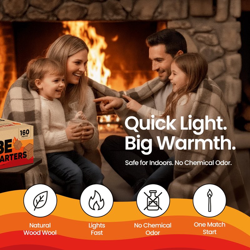 Moscow-Mix Fire Starter Cubes (160 PCS) Bulk Fire Starters for Grill, Campfires, Fireplace, Charcoal Starter, BBQ, Wood Stove, Fire Pits - Lighter Cubes - Odorless, Waterproof, Fire Starter Squares
