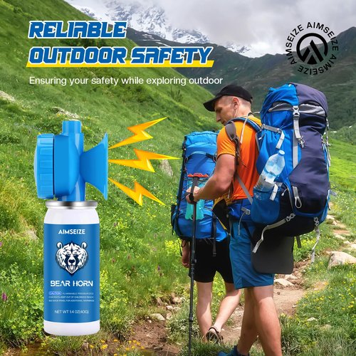 AIMSEIZE Bear Horn for Self Defense: 1.4oz Air Horn to Scare Bears, 120dB Heard Up to 1/2 Mile Away, Bear Horn for Hiking Camping Climbing Survival Biking and Outdoor Protection (2 Packs)