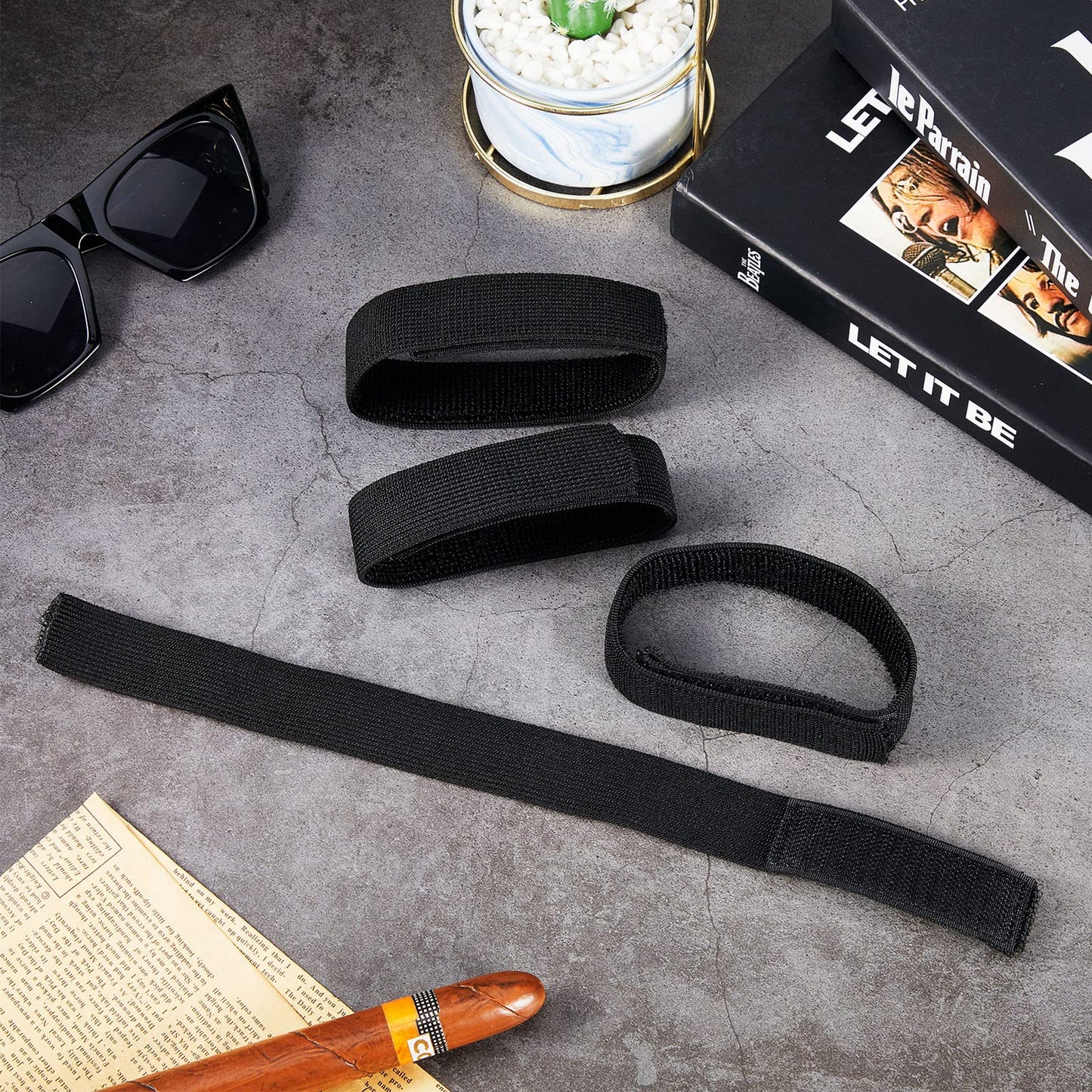 JaGely 2 Pairs Black Boot Blousers Elastic Boot Straps Bands Blousing Straps Ankle Hook and Loop for Hunting Hiking Cycling(2.5 cm *30 cm)