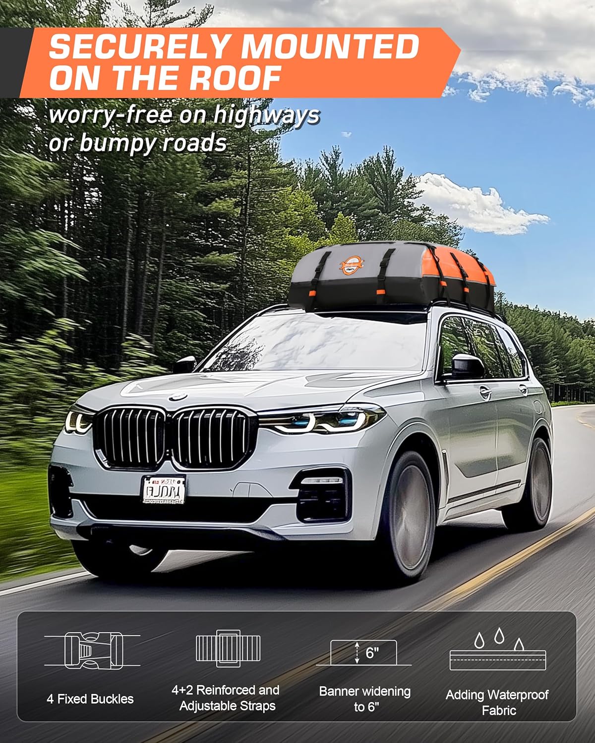 Sailnovo Rooftop Cargo Carrier Bag - 21 Cubic Feet, Waterproof Soft-Shell Design | Includes Anti-Slip Mat & 10 Straps