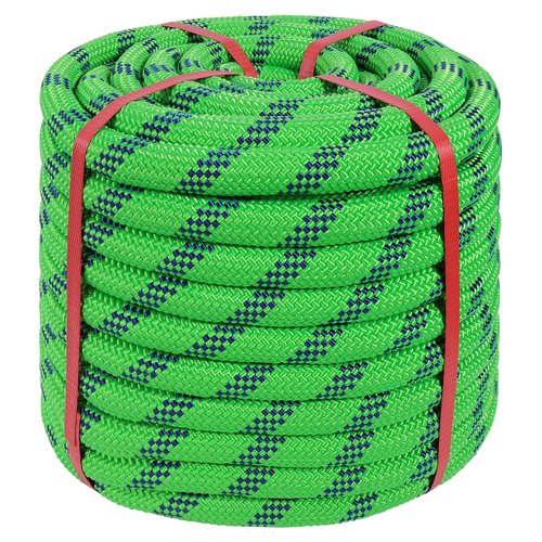 Arborist Rope 3/4 inch x 100ft Climbing Rope 48 Strands Green Polyester Rope for Hiking Camping Swing Rappelling Rescue