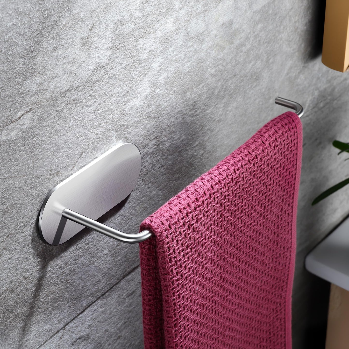 SUNTECH Hand Towel Holder 2 Packs,Self Adhesive Stick on Wall Towel Rack, Bath Hand Towel Holder for Bathroom and Kitchen No Drilling