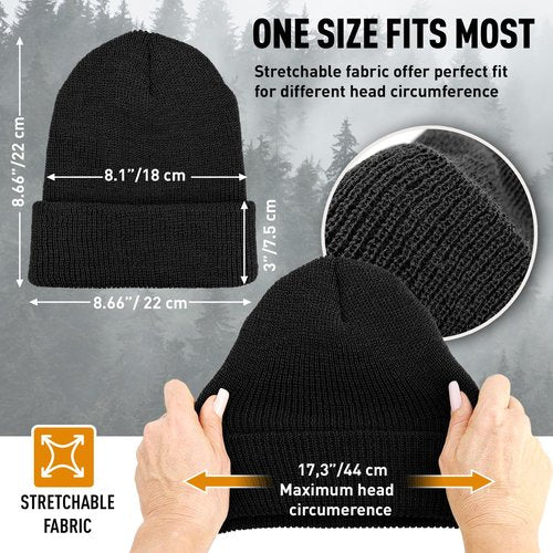 Knit Outdoor 100% Wool GI Watch Cap – Warm Wool Beanie, Winter Hat for Outdoor, Hiking, Skiing & Cold Weather, Made in USA (US, Alpha, One Size, Black)