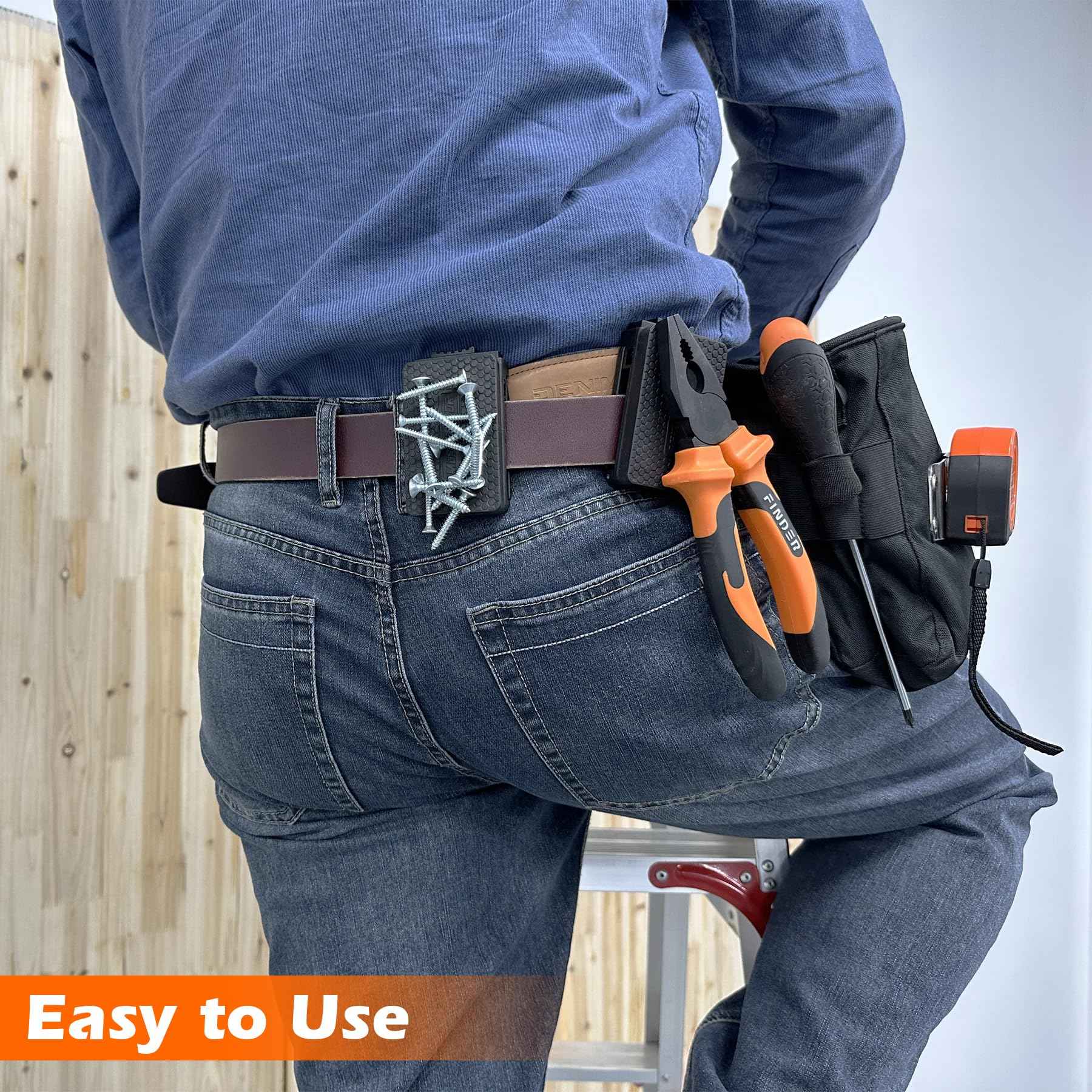 MUTUACTOR Magnetic Belt Clip Heav Duty, 2PCS Super Strong Tool Belt Tool Holster,Anti-Slip Rubber Coated Magnetic Belt Clip for Organizing Screwdrivers Hammers Wrenchs