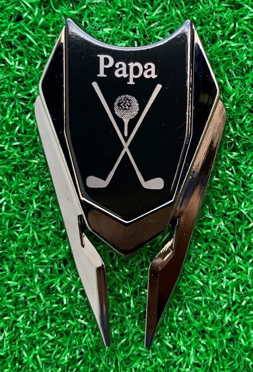 The Quintessential Hostess PAPA Engraved Golf Divot Tool and Ball Marker (Black)