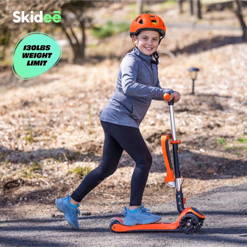 SKIDEE Kick Scooter for Kids 3-5 | Foldable 3 Wheel Scooter with Lean-to-Steer, Adjustable Height, Removable Seat & LED Light Wheels | Toddler Scooter for 3 to 12 Year Old Boys/Girls