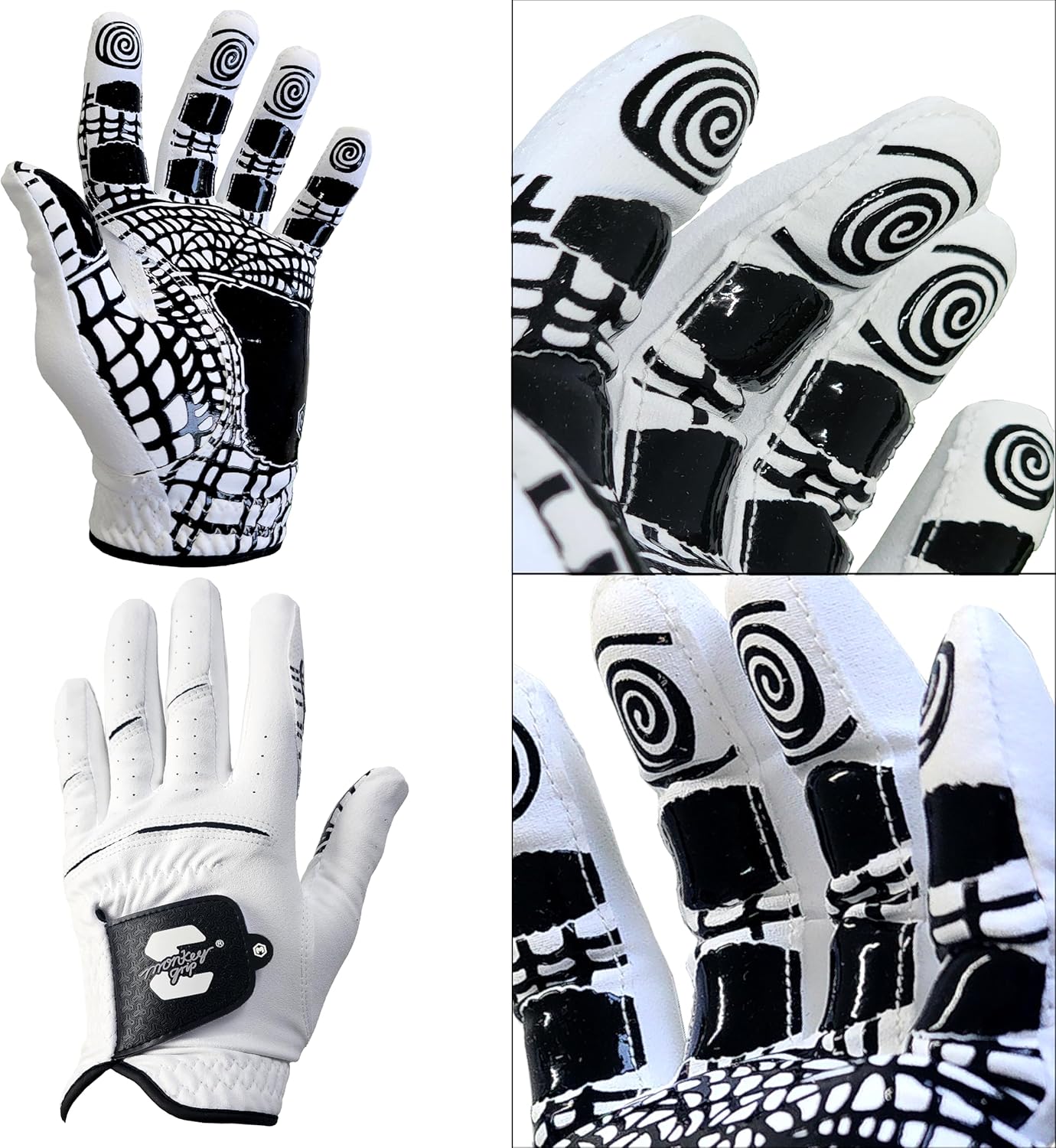 Monkey Grip Golf Glove - Premium Synthetic Nonslip Spider Grip for All-Weather Performance | Left Hand