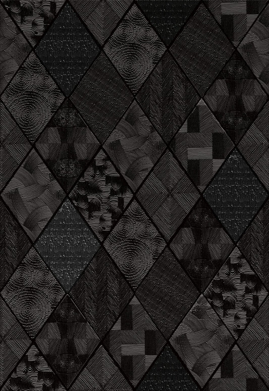 Zeeko Black Textured Peel and Stick Wallpaper 3D Embossed Geometric Linear Contact Paper Removable Waterproof Wall Paper 17.3" x 80"