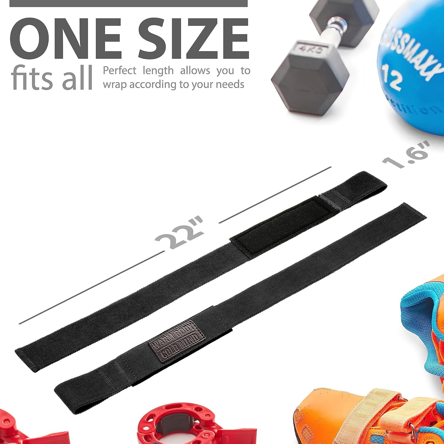 WARM BODY COLD MIND Lasso Lifting Wrist Straps - 770 lb Rated Hand Wraps for Weightlifting & Powerlifting