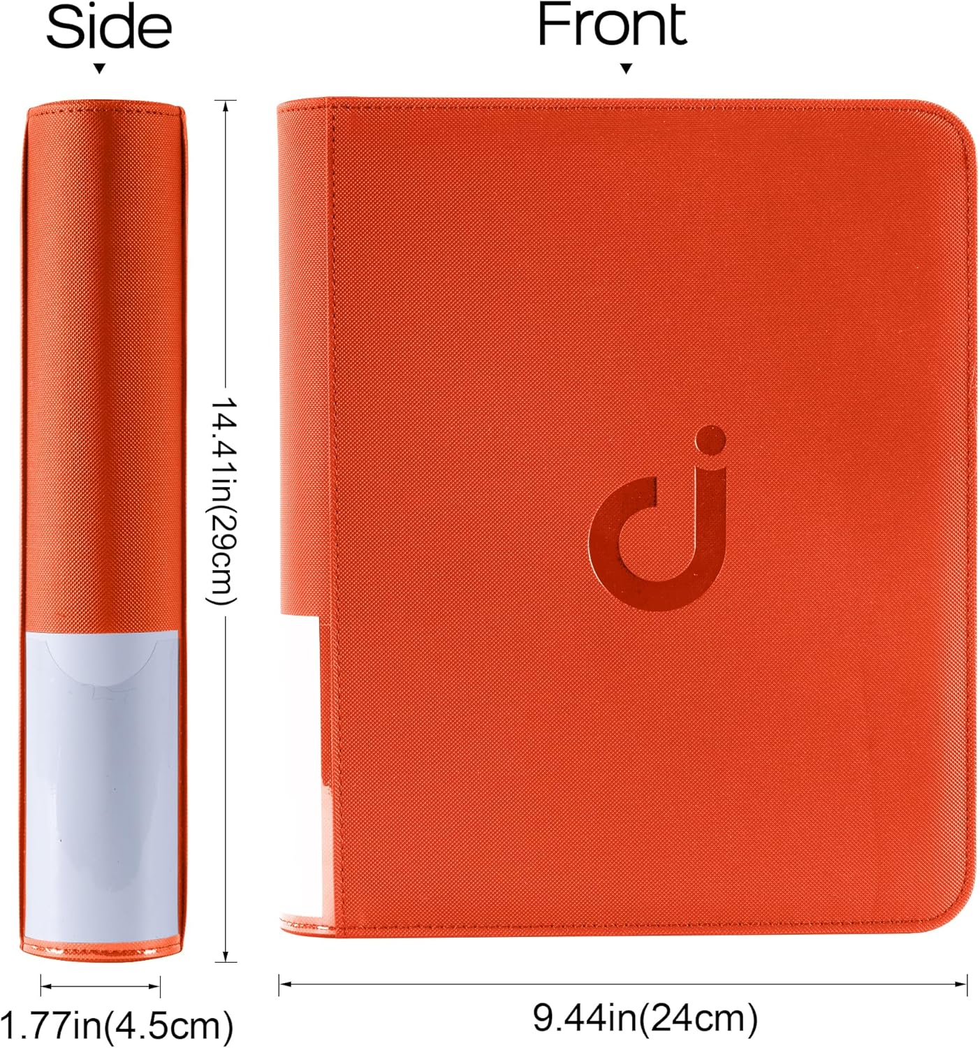 Top Loader Binder - Holds 128 Trading Cards | 4 Pocket Design for 3" x 4" Rigid Holders - Classic Orange