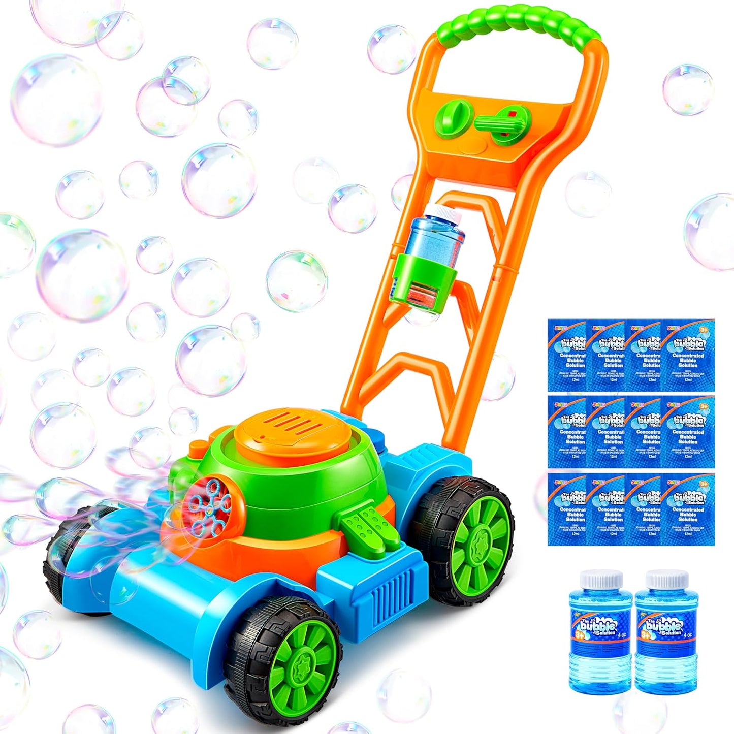 SLOOSH Bubble Lawn Mower - Spill-Proof Bubble Machine for Toddler Gardening Play | Blue, Ages 1-3