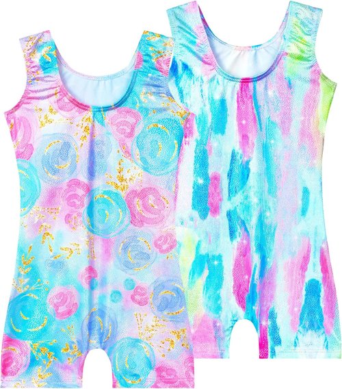 Leotard for Girls by [Brand Name] - Sparkly Gymnastics Unitards with Shorts | Sleeveless One-Piece