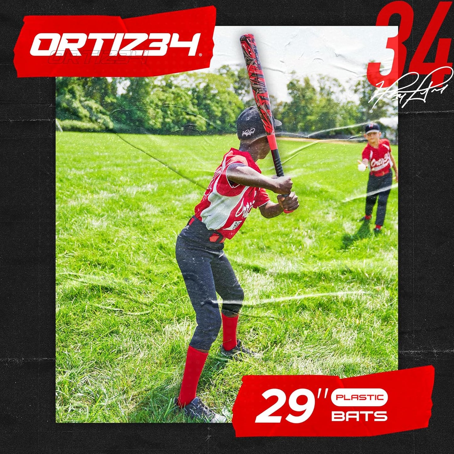 Ortiz34 Bat & Ball Set - Graffiti Plastic Baseball Set for Youth & Adults | Perfect for Backyard Fun
