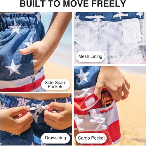 Kanu Surf Boys' Echo Quick-Dry Swim Trunks - UPF 50+ Sun Protection | Vibrant Colors Available