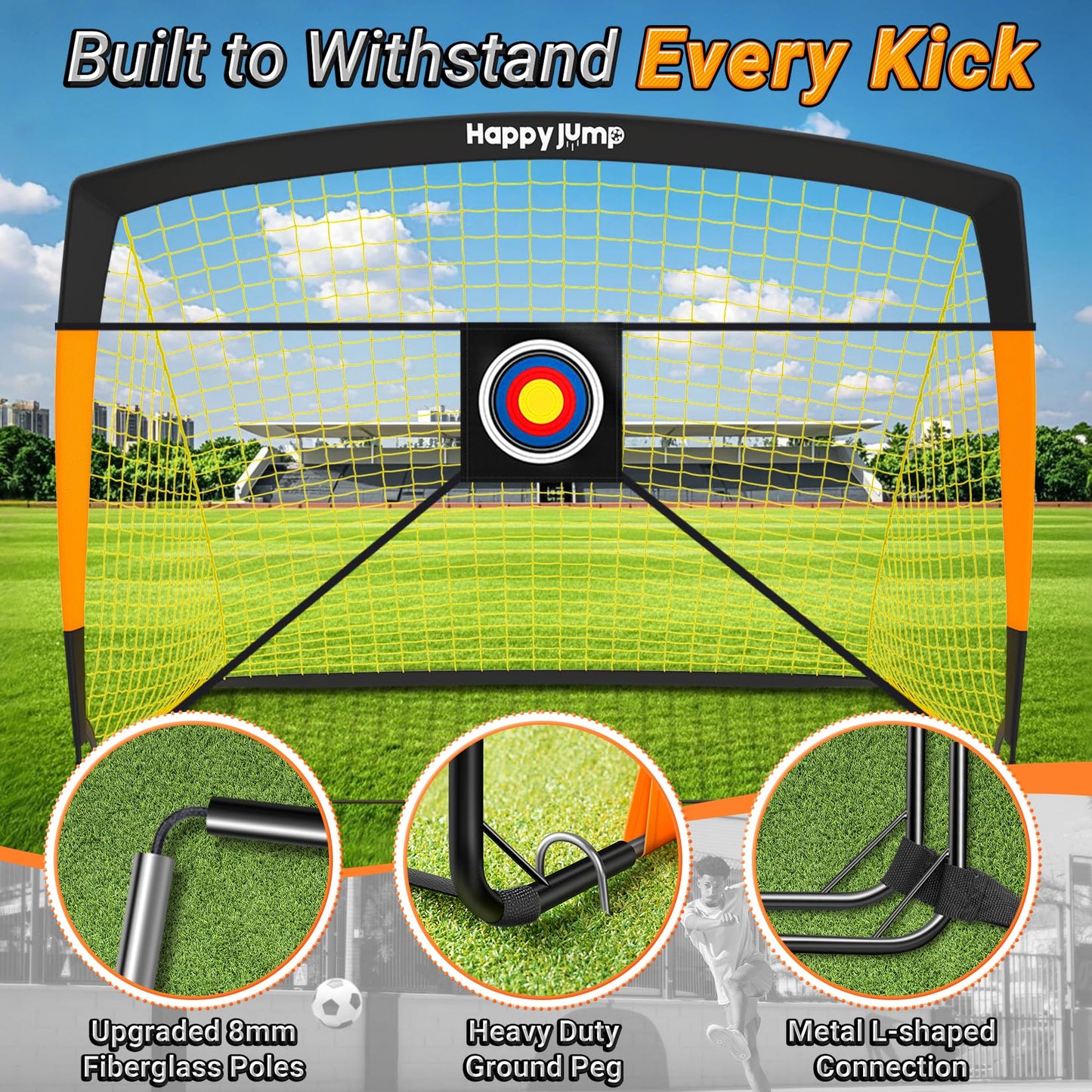 Happy Jump Kids Backyard Soccer Goals 7x5 & 5x3.6 FT, Portable Outdoor Play