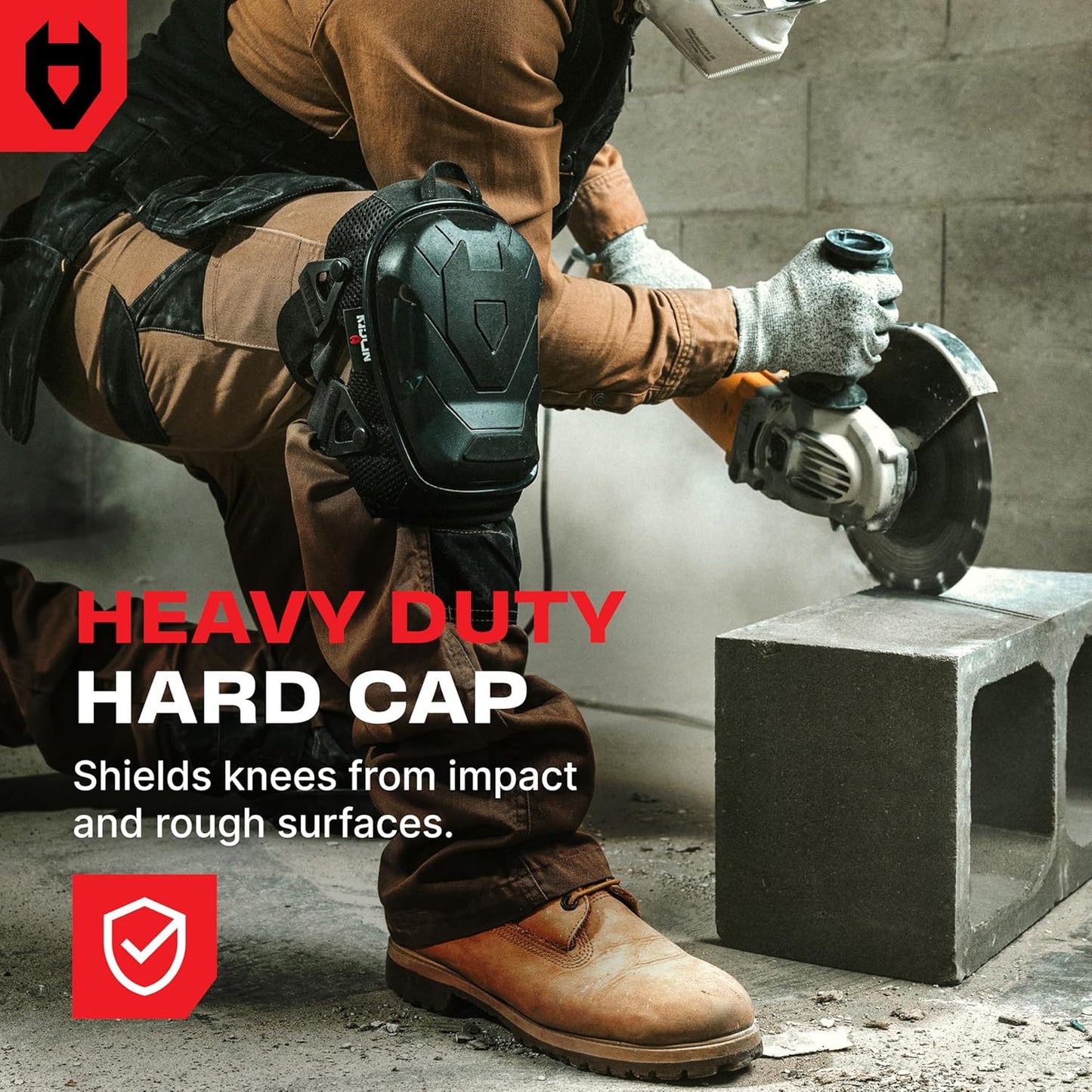 NoCry Professional Knee Pads - Heavy Duty Non-Slip Cap & Ankle Support | Thick Foam & Gel Cushioning