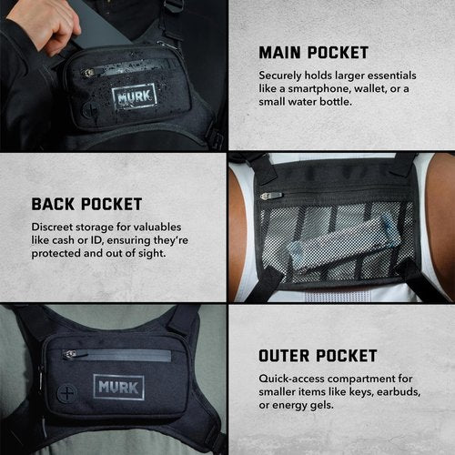 MVRK Water Resistant Running Vest Chest Pack, Phone Holder for Running, Lightweight Training Pack with Extra Storage & Reflective Detail