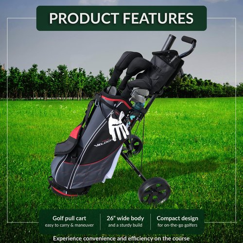 Caddytek CaddyLite 5.8 Deluxe Golf Pull Cart - Lightweight Folding 2 Wheel Golf Cart with Compact Design, Ergonomic Handle, Maintenance-Free Wheels, Mesh Net Storage, Portable and Trunk Friendly