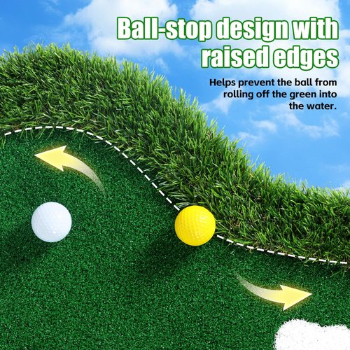Floating Golf Green for Pool, Floating Putting Green for Pool, Lake with Ball Retriever & Anti-Drift Ropes, Golf Chipping Mat Set for Golfers to Compete and Improve Their Skills in Outdoor