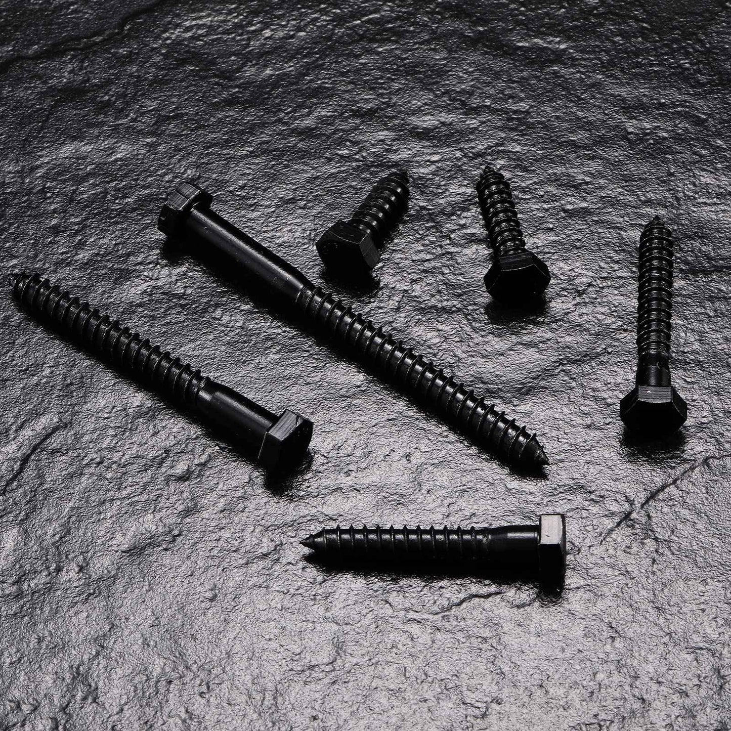 3/8" x 2" Hex Head Lag Screws Bolts 20Pcs 304 Stainless Steel 18-8, Partial Thread, Hexagon Head Wood Screws by Black Oxide by SG TZH