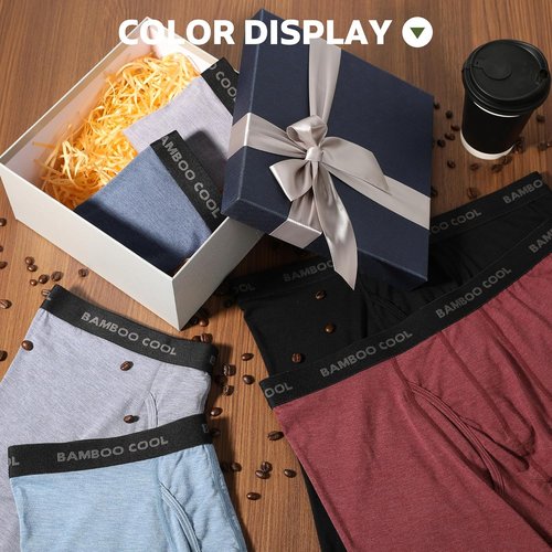 BAMBOO COOL Men's Ultra Breathable Boxer Briefs - No Riding Up Design | Comfortable Flexible Waistband