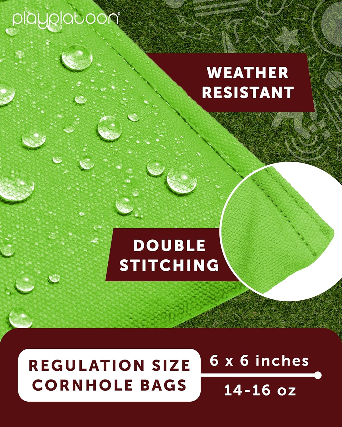 Play Platoon Cornhole Bags - Premium Weather Resistant Duckcloth | Set of 8 Regulation Size Bean Bags