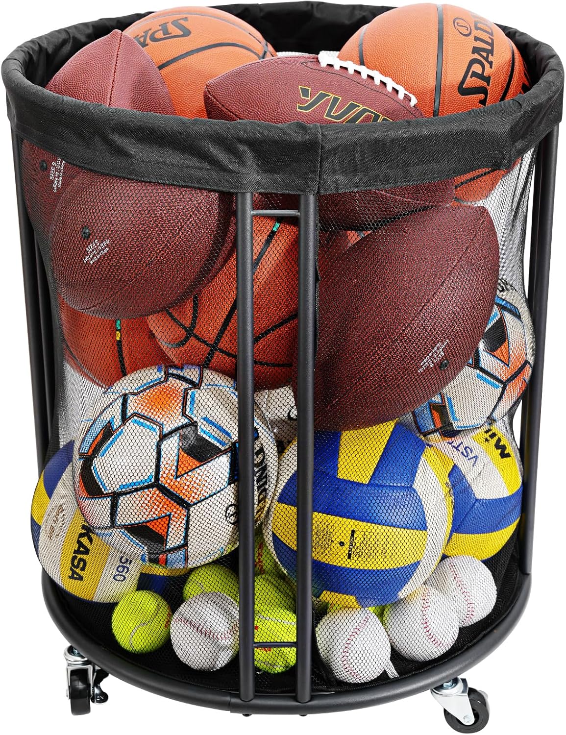 Skiennix Ball Storage Bin - Versatile Holder for Soccer & Basketball | Rolling Rack for Indoor/Outdoor Use