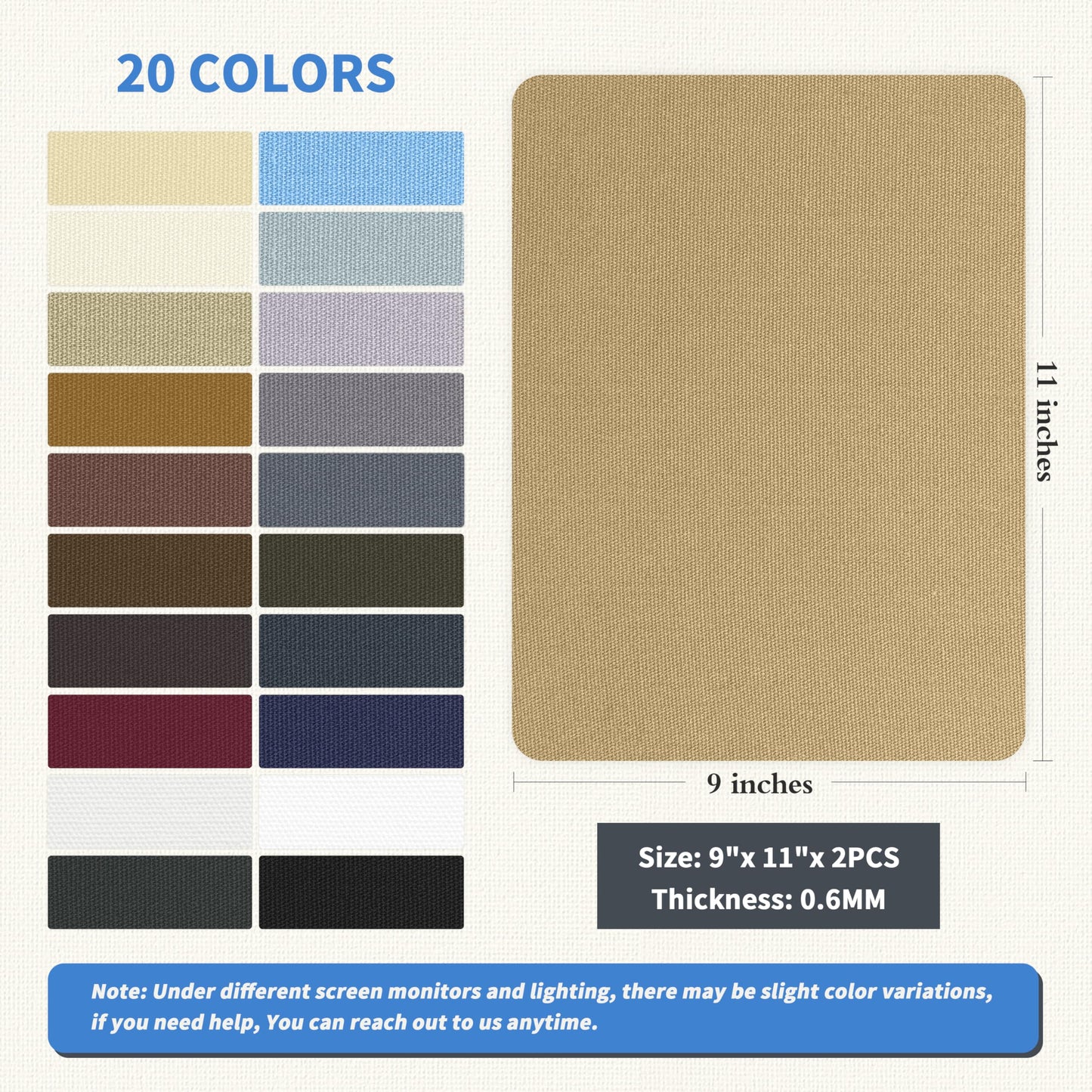 KING MOUNTAIN Canvas Repair Patch 9 x11 Inch 2 Pcs Self-Adhesive Waterproof Fabric Patch for Sofas, Tents, Furniture,Tote Bags, Car Seats (Flaxen)