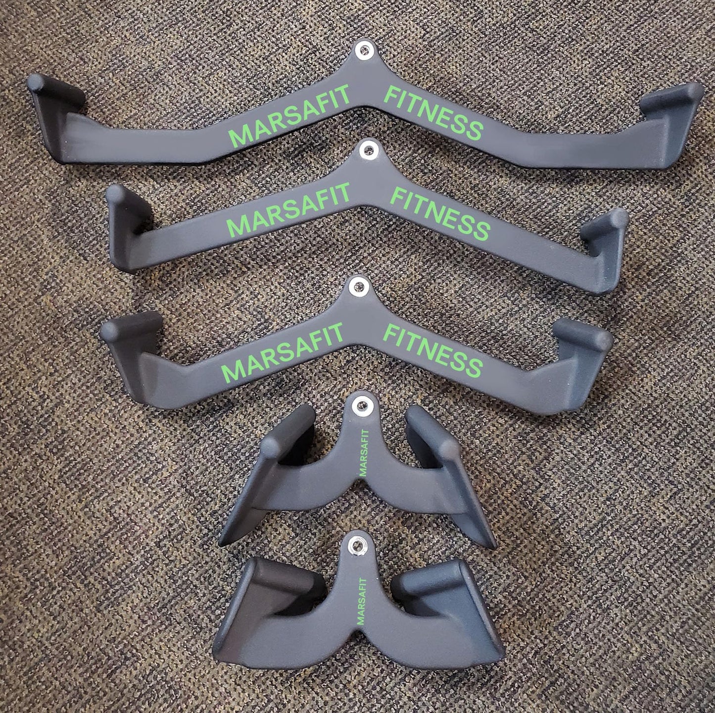 MARSAFIT Home Gym Fitness Rowing T-bar V-bar Pulley Cable Machine Attachment, Bicep Curl Tricep LAT pulldown Bar Back Strength Training Handle Grips LAT Pull Down Bar for Seat Row Workout (5PCS)