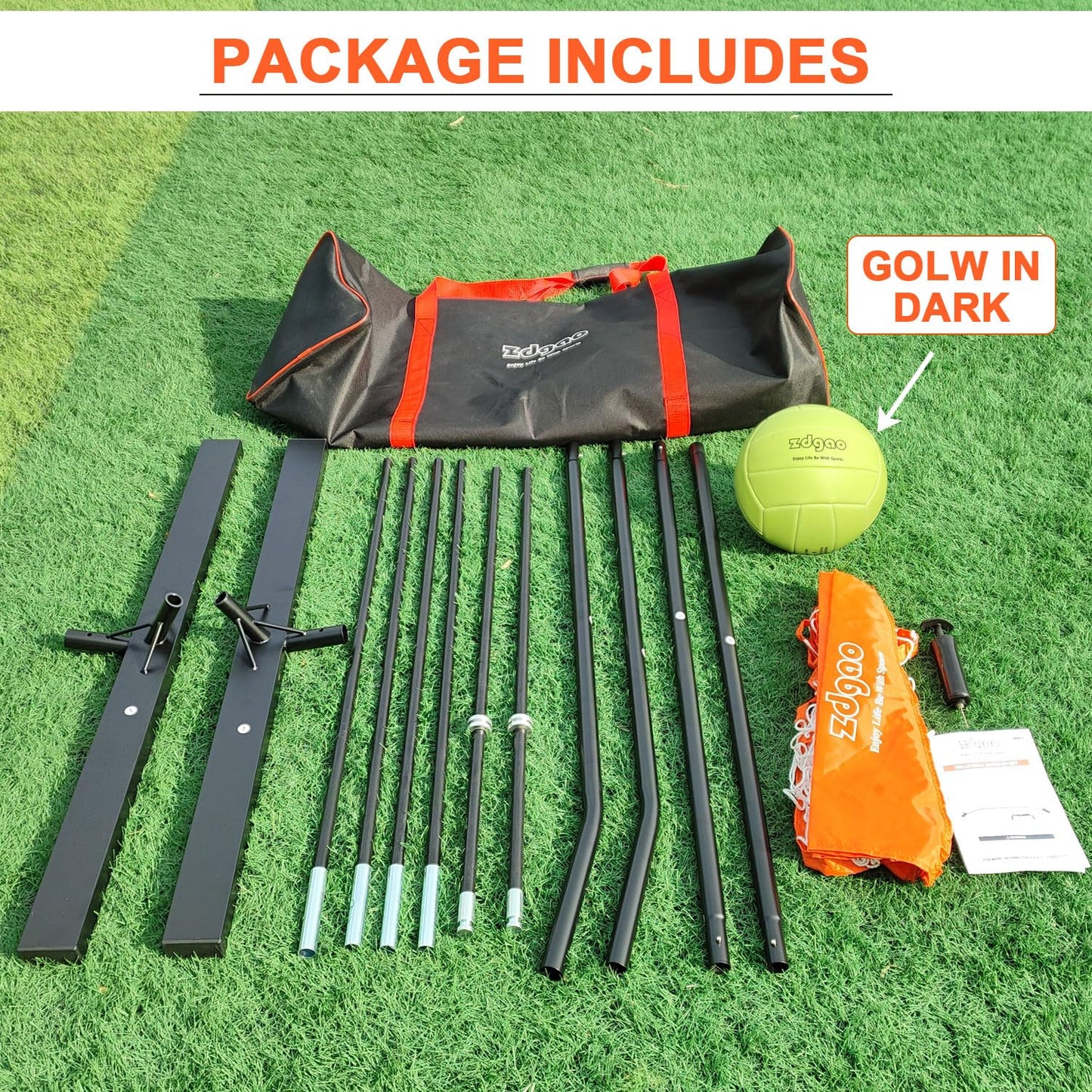 Portable Volleyball Net for Backyard - 12FT Net and Height Adjustable Pole