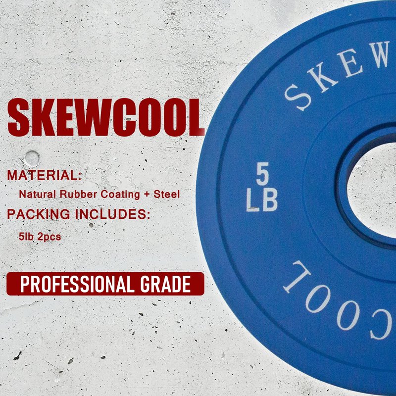 SKEWCOOL Olympic Fractional Plates 1.25LB 2.5LB 5LB Set Rubber Coated Fractional Change Plates 2-inch Color Weight Plates for Strength Training Weight Loss Sold in Pairs