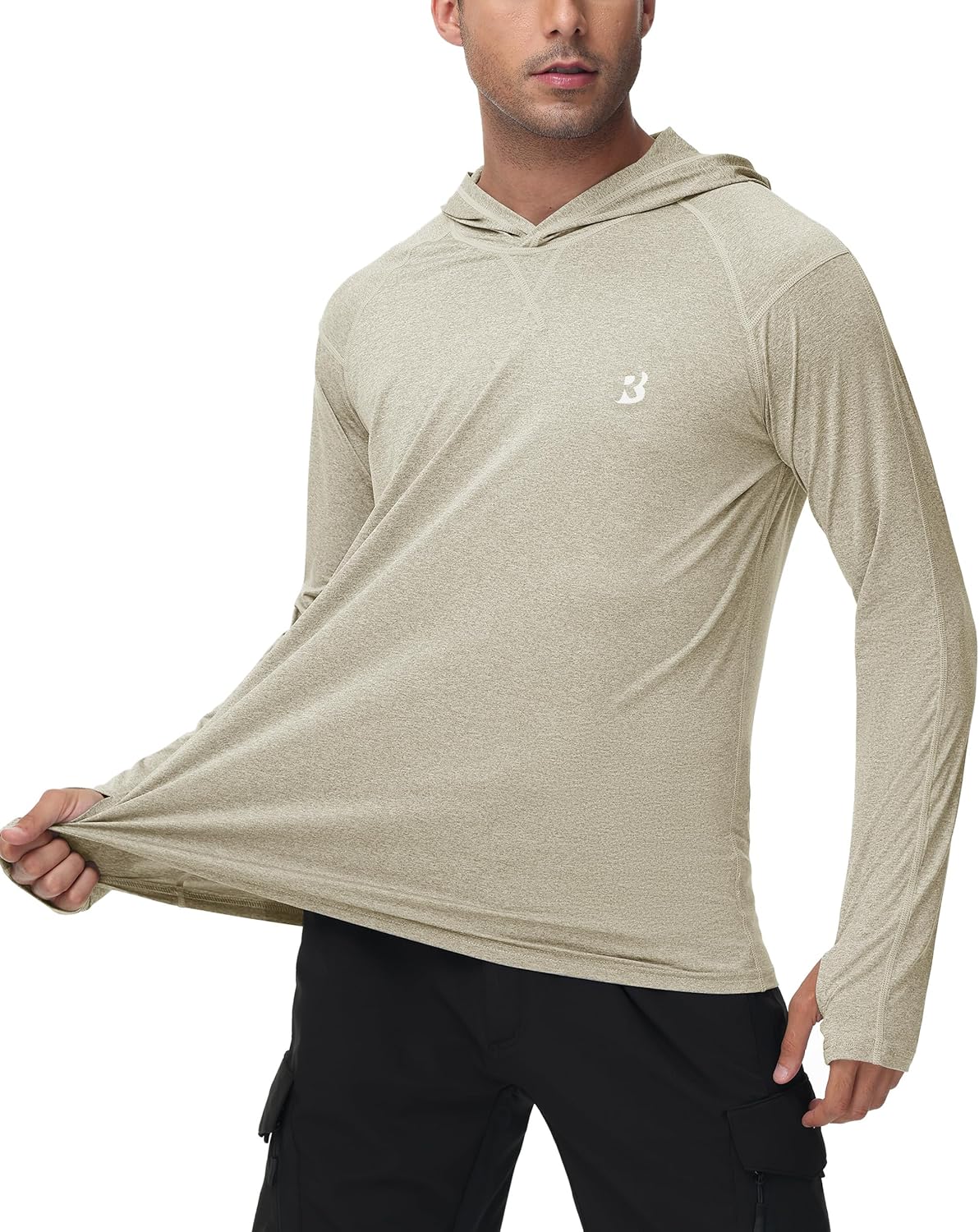 Roadbox Men's UPF 50+ Fishing Shirt - Long Sleeve UV Sun Hoodie for Hiking & Athletic Activities