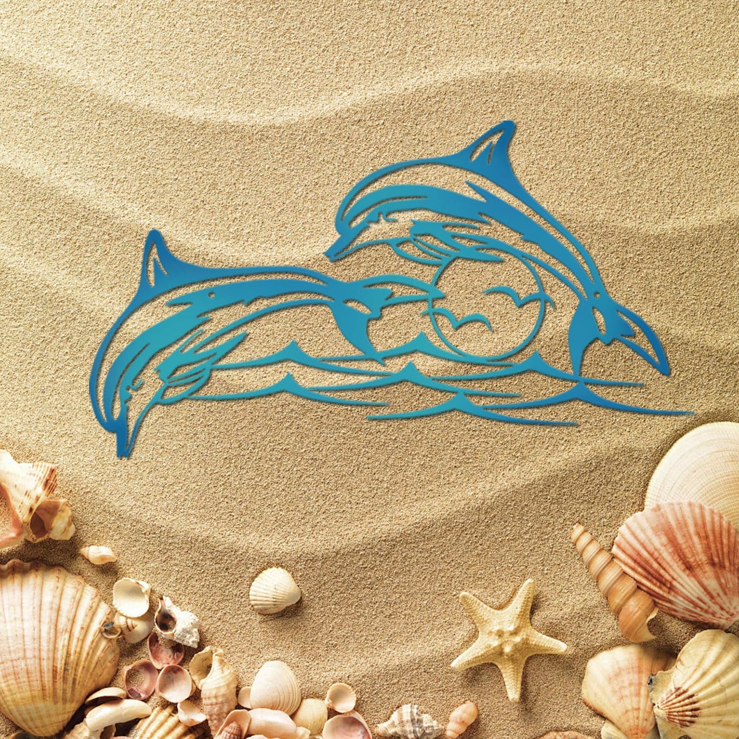 Resama Dolphin Metal Wall Decor – Nautical Wall Sculpture for Bathroom and Home – Durable Marine Animal Art, Ocean Fish Wall Hanging, Dolphin Wall Art, Coastal Decor & Unique Gift Idea (Blue)