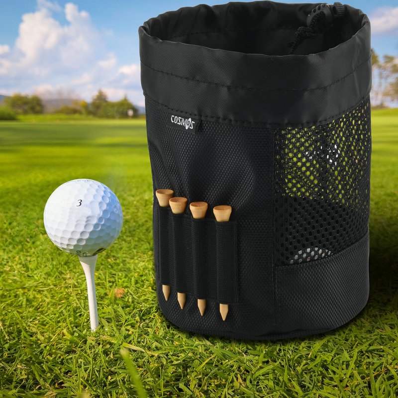 Cosmos Golf Ball Storage Bag - Pack of 2, Nylon Mesh Net, Drawstring Pouch for Golf Tees & Club Ball Organizer