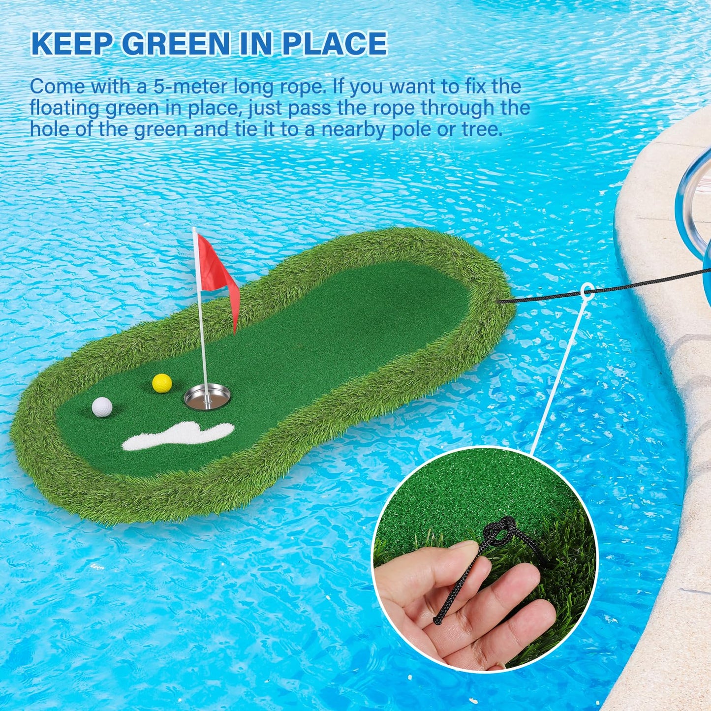 Floating Golf Green for Pool Large Size 47" x 24" Floating Putting Green for Pool Designed for Golfers to Competitive Play and Skill Practice in The Pool or Backyard