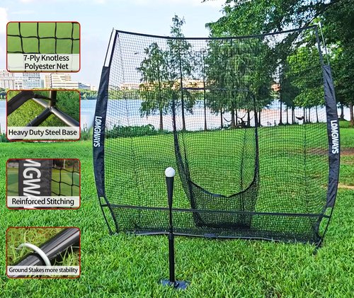 7×7FT Golf/Baseball/Softball Practice Net for Batting, Hitting, Pitching, Training, Portable Baseball Golf Net with Carry Bag, for All Levels, Easy Set up