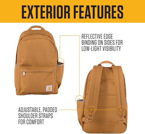 Carhartt 21L Classic Laptop Backpack - Water-Resistant Design with 15" Laptop Sleeve | Black