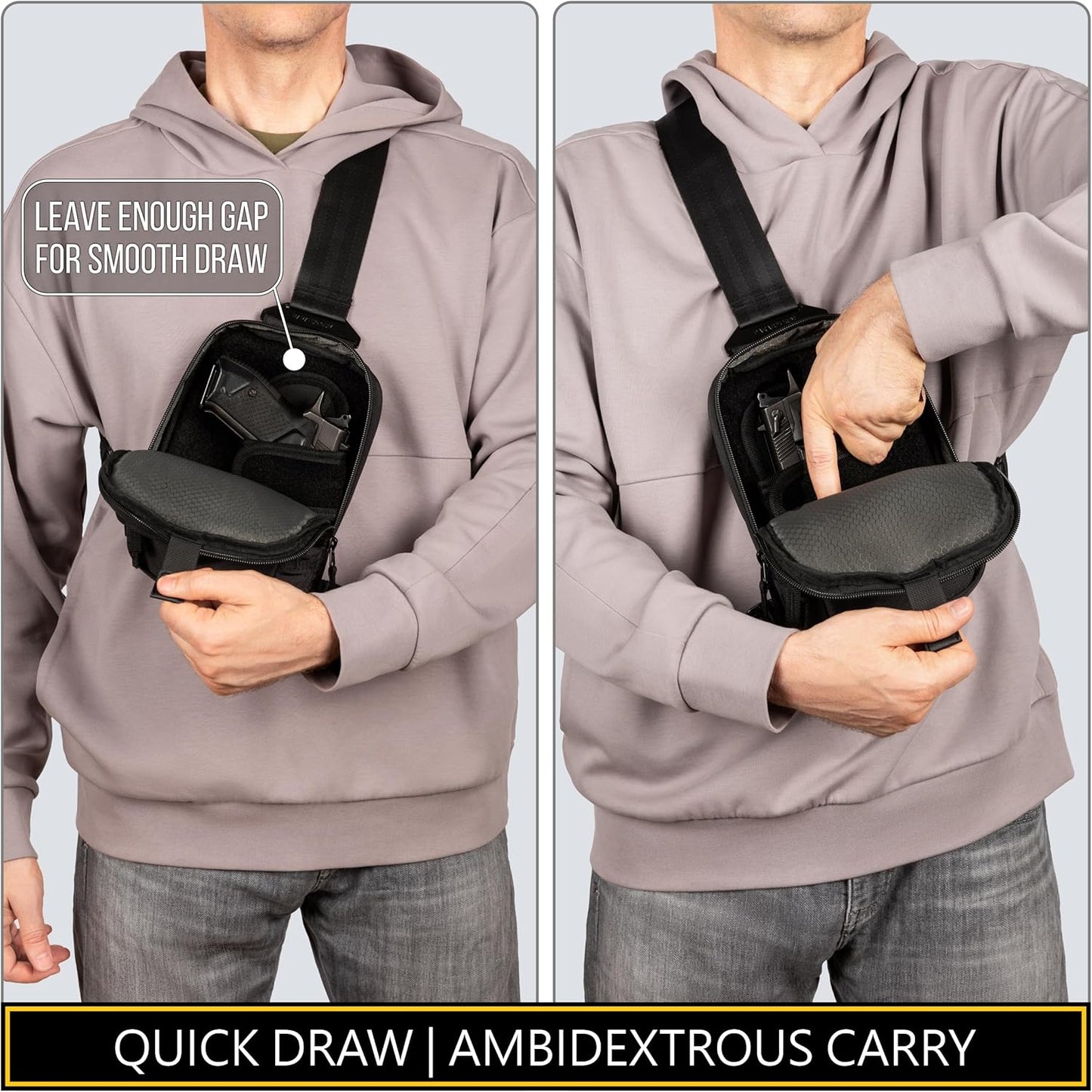 Skiennix Premium Discreet Tactical CCW Sling Bag - Concealed Carry Crossbody Pack (Black, Small)