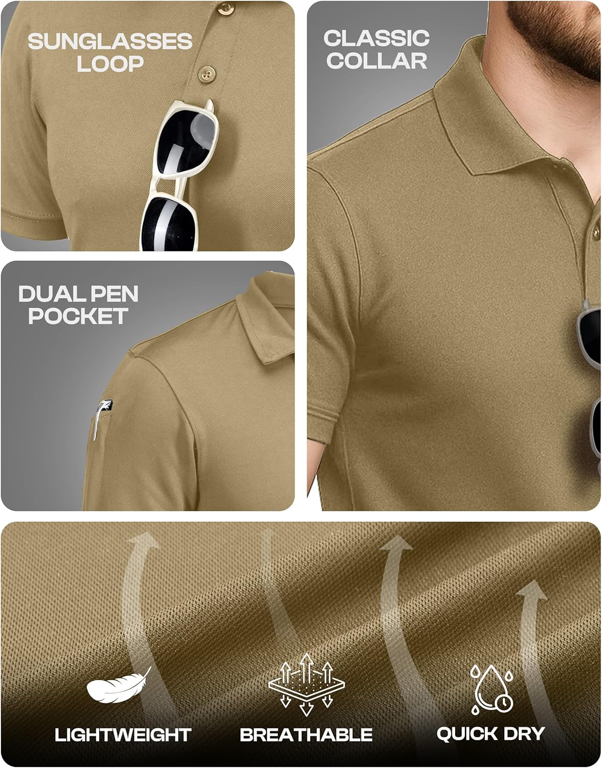 NY Threads Men's Polo Shirt - UPF 50+ Quick Dry Tactical Jersey for Golf | Short Sleeves