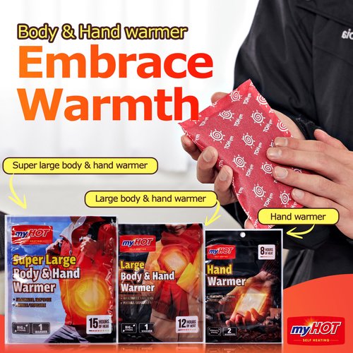 myHOT Hand Warmers – 2 Pack, 8 Hour Heat, Portable Non-Adhesive, Air-Activated for Cold Weather, Outdoor Sports, Ski Trips, Camping, Hiking – Made in Korea