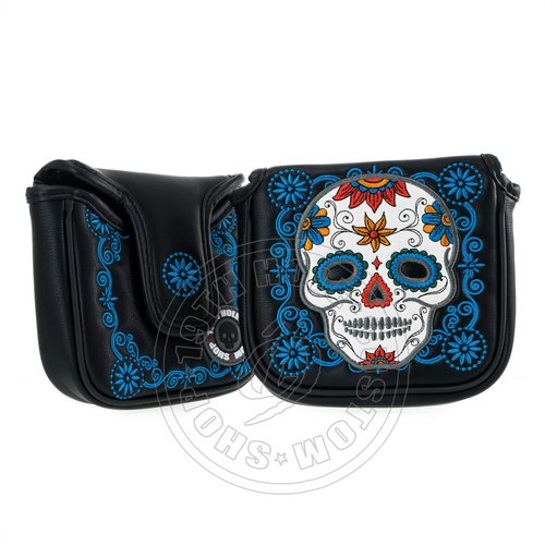19th Hole Custom Shop Dia de Los Muertos Sugar Skull Golf High-MOI Mallet Putter Headcover, Black