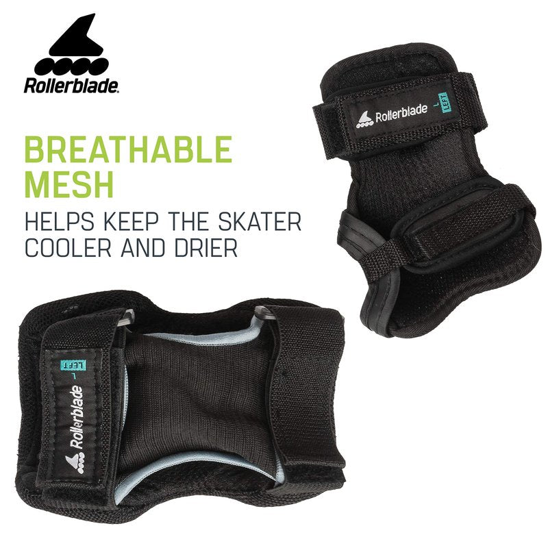 Rollerblade Skate Gear 3 Pack Protective Gear, Knee Pads, Elbow Pads and Wrist Guards, Inline Skating, Multi Sport Protection, Unisex, Black, M