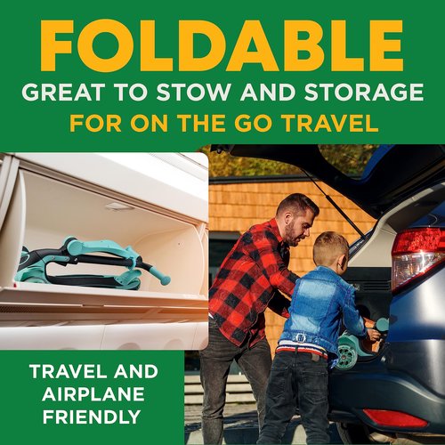 3 Wheel Scooter for Kids with Foldable Seat, Adjustable Handlebar Height, Lean-to-Steer Ride On Toy for Kids Ages 2+, Light-Up LED Wheels, Wide Anti Slip Deck, Indoor & Outdoor Use, Teal