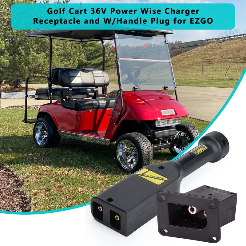 10L0L Golf Cart 36V PowerWise Charger Plug and Receptacle,with Handle,for 1996-Up EZGO TXT Medalist PDS DCS OEM# 73345G01 73051G02 73063-G01 73051G29