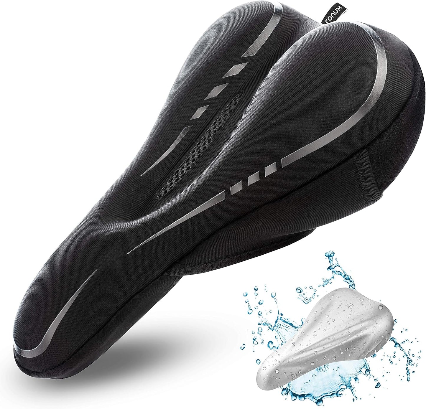 Skiennix Narrow Gel Bike Seat Cushion - Extra Soft Memory Foam & Gel Cover for Peloton, Stationary, & Road Bikes - Unisex